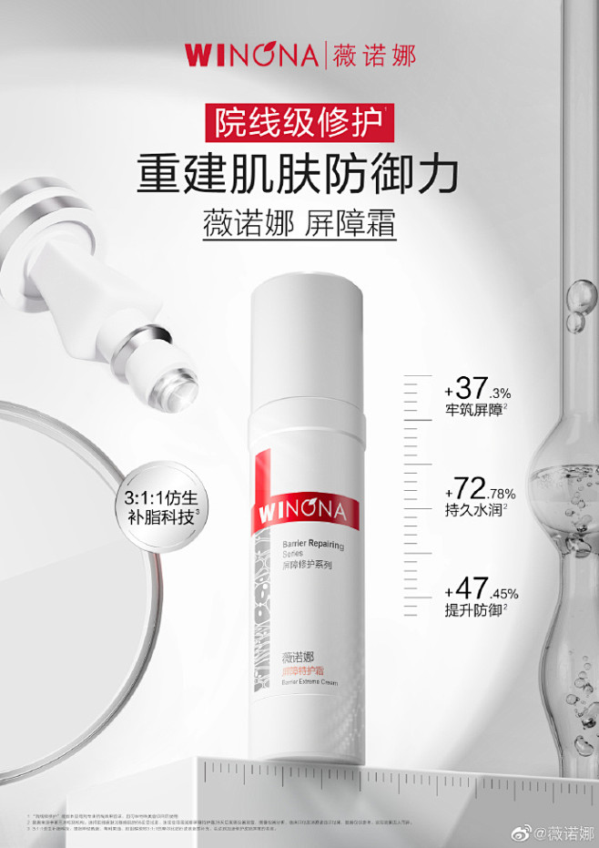 薇诺娜院线级修护「屏障霜」重磅上市 ️循证皮肤学 具有强大医学权威认证加持 ️超千家院线及皮肤学专家首推 ️9大临床观察论文背书 ⚪️神经酰胺 ...