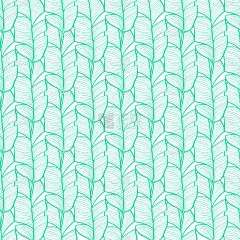 热带叶的无缝花图案。画线。手绘插图。