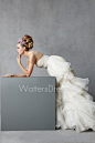 strapless organza designer bridal cascading ball gown