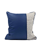样板房间|家居软装|抱枕靠包|现代简约|蓝色皮拼接灰色肌理抱枕-淘宝网