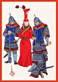 Mongolian Khatun (queen) with guards: 