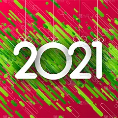 2021年在绿色条纹纸屑上签名。