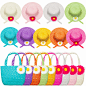 Zhanmai 9 Sets Girls Tea Party Hats Purse Daisy Flower Sun Straw Hat and Purse Sets Includes 9 Purses 9 Daisy Flower Sunhats 9 Colors