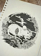 黑白生肖画-鼠
手绘线描