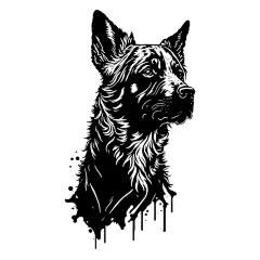 德国牧羊犬德牧黑贝插画矢量图设计素材