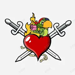 交叉的剑心的情人高清素材 交叉的剑心的情人 免费下载 卡通插画 海盗纹身 免抠png 设计图片 免费下载