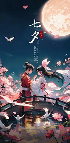 手绘七夕情人节插画海报_源文件下载_PSD格式_1242X2523像素-插画,手绘,鹊桥,喜鹊,织女,牛郎,情人节,七夕,地产-作品编号:2023112200396475-志设-zs9.com