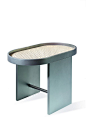 For the Piani collection, Patricia Urquiola reinterprets traditional cane furniture. The Piani side table's graphic shape and the special iridescent lacquer used on the wood, gives a unique contemporary touch.