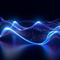 blue glow waves,in the style of dotted,3d space,abstract blue lights,streamlined design,rhythmic lines, lens flare,stockphoto,backlight,no text on the picture, high detail, 8k,，--ar 3:2