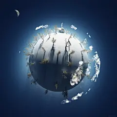 高清晰被缩小的地球世界极坐标壁纸---酷图编号1024071