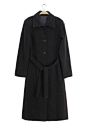 vintage古着孤品复古日本女式羊毛呢修身长大衣 气质腰带系带-淘宝网