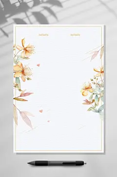 花卉水彩感谢信信纸背景WORD-众图网