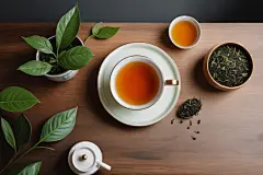 手绘文艺嫩绿芬芳茶香茶叶插画