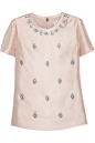 Tory Burch | Vesper 珠饰梭织真丝上衣 | NET-A-PORTER.COM 颇特女士