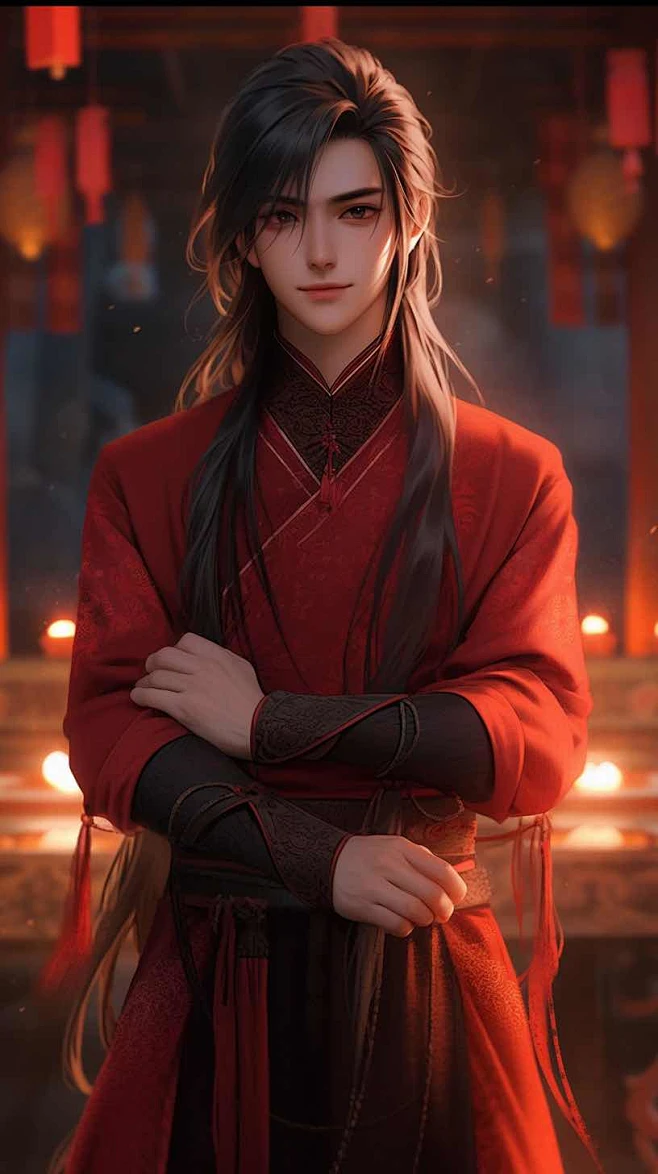 红衣美男-花瓣网