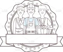 劳动节,动画片,邮政工作人员,新闻记者,专业人员,男人,白昼,圆形,黑色,国内著名景点