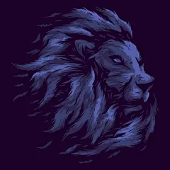 夜色中的雄狮剪影插画艺术图