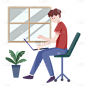 手绘-商务办公职业形象人物插画1
