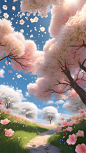 数字艺术绮丽桃花背景图片-众图网