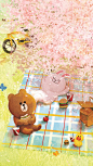 Line friends 布朗熊 可妮兔 手机锁屏壁纸更多壁纸关注微博：童话壁纸王国