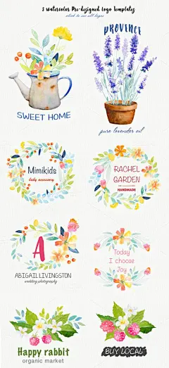 薰衣草 花环 红莓Watercolor Botanical DIY pack by Digital art shop on Creative Market