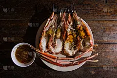 格子烤肉,虾,选择对焦,水平画幅,海产,挪威海蜇虾,煎锅,特写,地中海美食,烹调