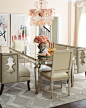 Massoud Melissa Dining Chair, Balustrade Settee, & Eliza Mirrored Dining Table