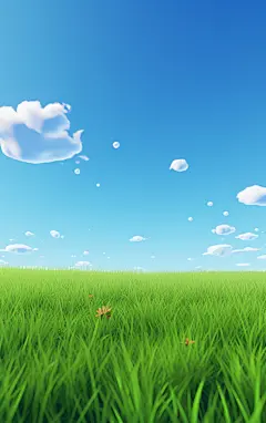 简约蓝天白云草地壁纸