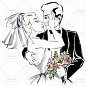137号淡彩手绘画稿婚礼新人婚庆背景海报请柬矢量AI文件设计素材-淘宝网