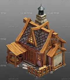 游戏建筑 建筑 房屋两套 农舍 民居 卡通 Q版