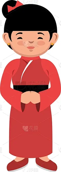 可爱的,和服,红色,日本,女孩,计算机图标,插画,分离着色,亚洲,传统