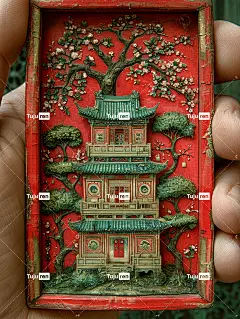 一只手：一只手拿着一部手机，上面显示了唐代风格的阿卡德式游戏