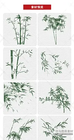 中国风水墨国画竹子古风意境手绘插画剪影ps procreate笔刷素材