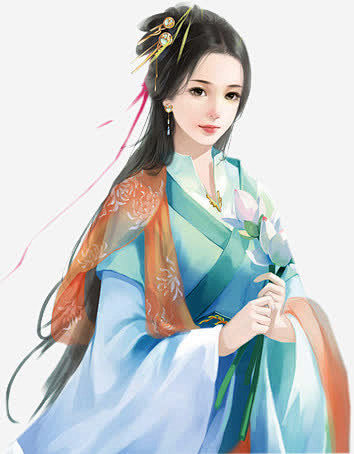 彩绘立绘清纯美女子图片-觅元素51yua...