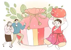 儿童亲子家庭插画素材