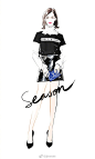 #jjseason插画# #season街拍插画# ----- #宋茜#@宋茜 一身Chanel黑白配，青春帅气、简洁时髦出席Vogue+香奈儿晚宴。