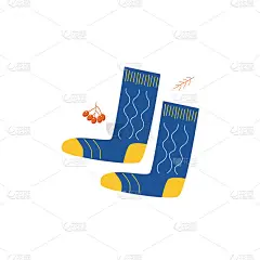两只织有图案的蓝袜子