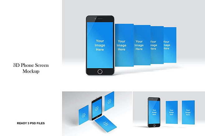 3D iPhone手机屏幕展示效果图样机...