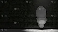厕所的抽水马桶。戏剧性的照明。副本的空间。