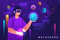 创意科幻科技未来元宇宙VR虚拟现实互联网人物插画Ai矢量设计素材-淘宝网