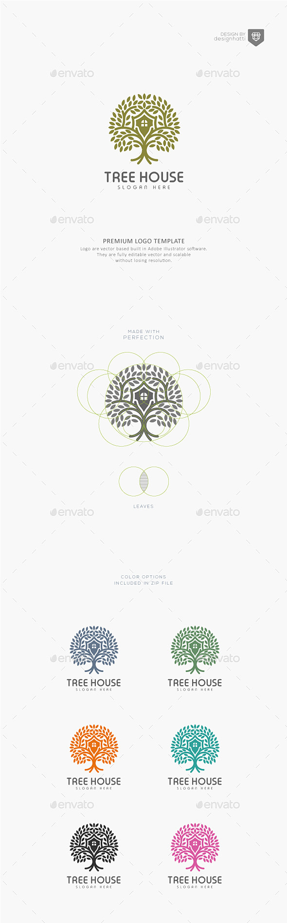 树屋商标模板——自然标志模板Tree H...