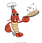 龙虾厨师卡通小龙虾炒虾仁海鲜龙虾拟人PNG素材图片素材