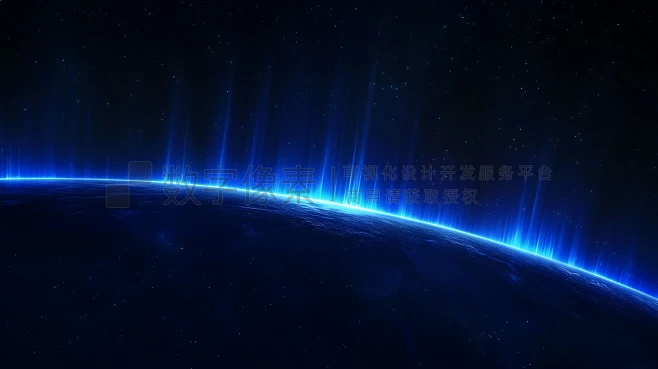 科技感发光地球地平线星空背景图3-花瓣网