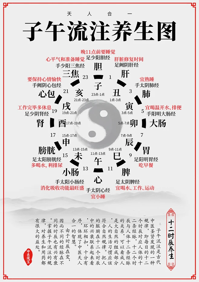 中医子午流注养生图 -花瓣网