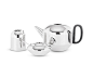 Form Stainless Steel Gift Set by Tom Dixon —  | ECC : Form is a well-proportioned rigorously detailed tea set. It includes a teapot, a milk jug and a sugar bowl. Described as Bauhaus, Space Age or Art Deco we believe this crisp, clean reflective stainless