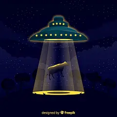 (源站可下源文件)经典的不明飞行物绑架概念与平面设计/Classic ufo abduction concept with flat design