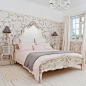 Sylvia silver luxury bed fitted with luxurious 380-count French Ladder pink bed linen.: 