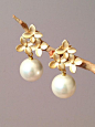 Three Petal Pearl EarringsClassic Pearl Earrings Freshwater | Etsy