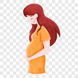 母亲节之手绘怀着孕的母亲3卡通手绘PNG...