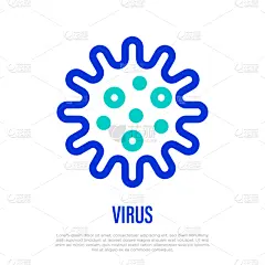 细的,病毒,寄生的,绘画插图,花粉,矢量,微生物,细菌,线图标,微生物学